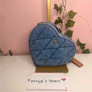 Coach quilted denim heart crossbody